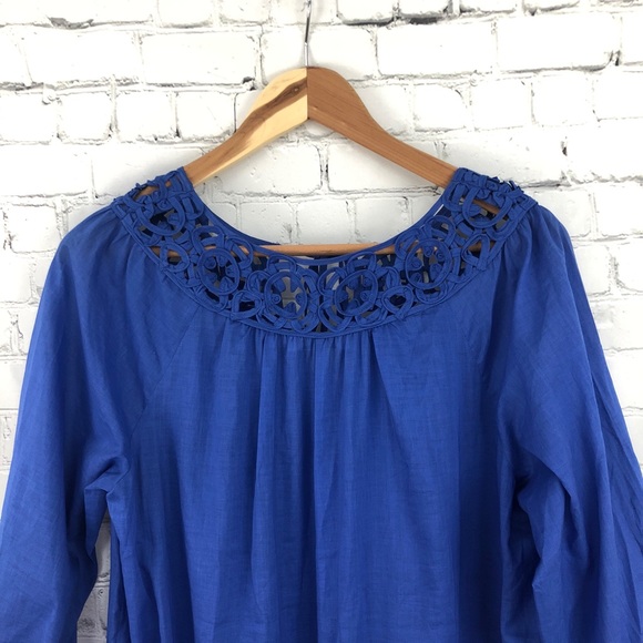 Calvin Klein Colbalt Blue Blouse Tie Front Lace S - Picture 5 of 5